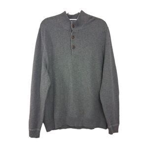 G.H. Bass & Co Mens Vintage Grey Waffle Knit Sweater XXL Button Mock Neck Thick